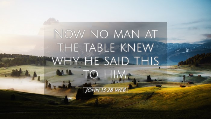 Picture 05 - John 13:28 WEB Desktop Wallpaper - Now no man at the table knew why he said this to - Desktop Bible Verse Wallpaper