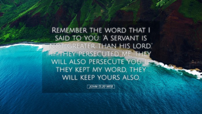 Picture 05 - John 15:20 WEB Desktop Wallpaper - Remember the word that I said to you: 'A servant - Desktop Bible Verse Wallpaper