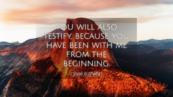 Picture 05 - John 15:27 WEB Desktop Wallpaper - You will also testify, because you have been with - Desktop Bible Verse Wallpaper