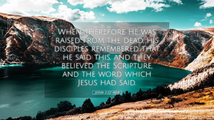 Picture 05 - John 2:22 WEB Desktop Wallpaper - When therefore he was raised from the dead, his - Desktop Bible Verse Wallpaper