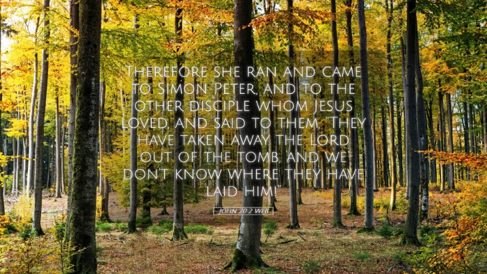 Picture 05 - John 20:2 WEB Desktop Wallpaper - Therefore she ran and came to Simon Peter, and to - Desktop Bible Verse Wallpaper