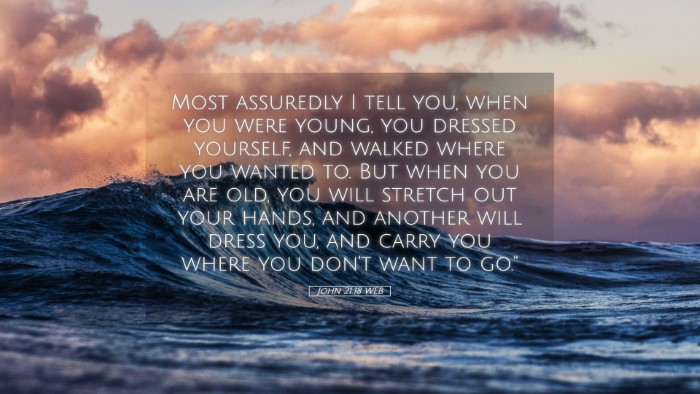 Picture 05 - John 21:18 WEB Desktop Wallpaper - Most assuredly I tell you, when you were young, - Desktop Bible Verse Wallpaper