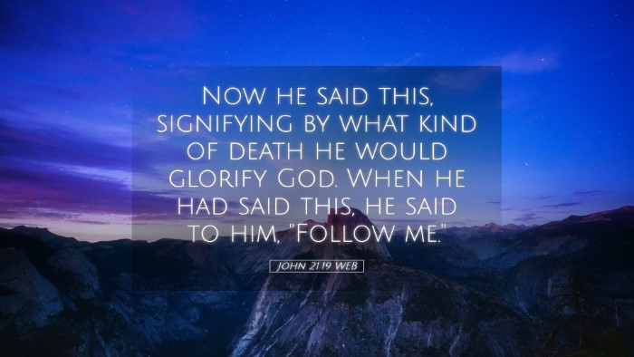 Picture 05 - John 21:19 WEB Desktop Wallpaper - Now he said this, signifying by what kind of - Desktop Bible Verse Wallpaper
