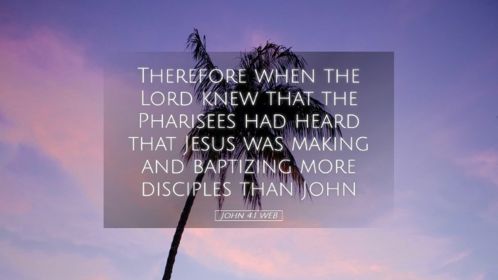 Picture 05 - John 4:1 WEB Desktop Wallpaper - Therefore when the Lord knew that the Pharisees - Desktop Bible Verse Wallpaper