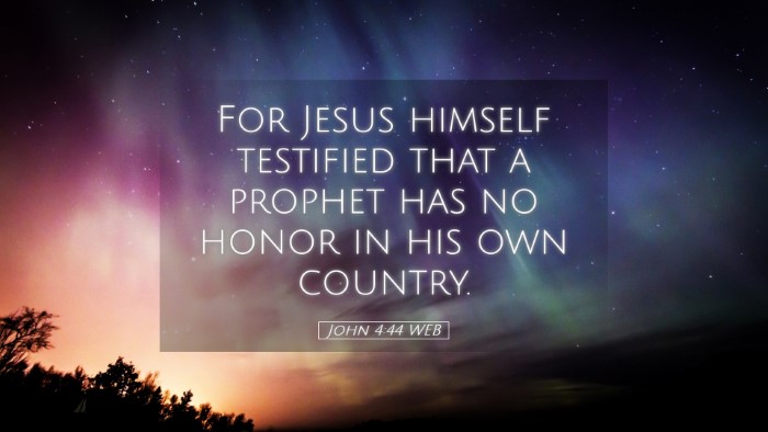 Picture 05 - John 4:44 WEB Desktop Wallpaper - For Jesus himself testified that a prophet has no - Desktop Bible Verse Wallpaper