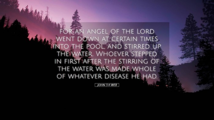 Picture 05 - John 5:4 WEB Desktop Wallpaper - for an angel of the Lord went down at certain - Desktop Bible Verse Wallpaper