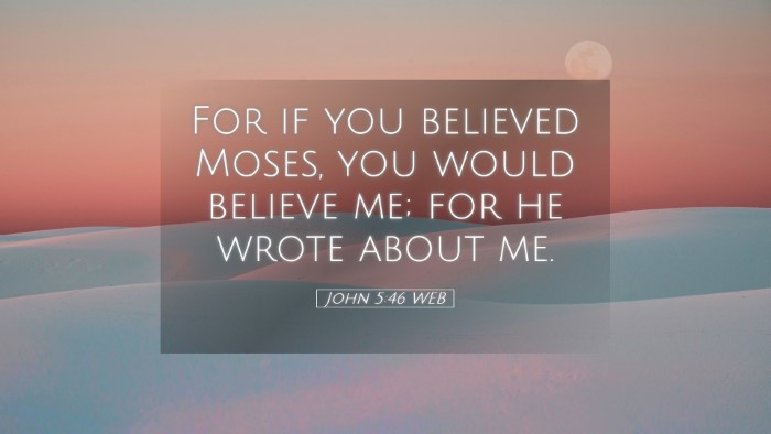 Picture 05 - John 5:46 WEB Desktop Wallpaper - For if you believed Moses, you would believe me; - Desktop Bible Verse Wallpaper