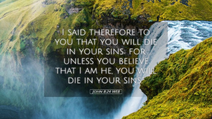 Picture 05 - John 8:24 WEB Desktop Wallpaper - I said therefore to you that you will die in your - Desktop Bible Verse Wallpaper