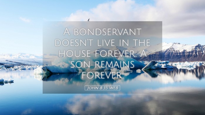 Picture 05 - John 8:35 WEB Desktop Wallpaper - A bondservant doesn't live in the house forever. - Desktop Bible Verse Wallpaper