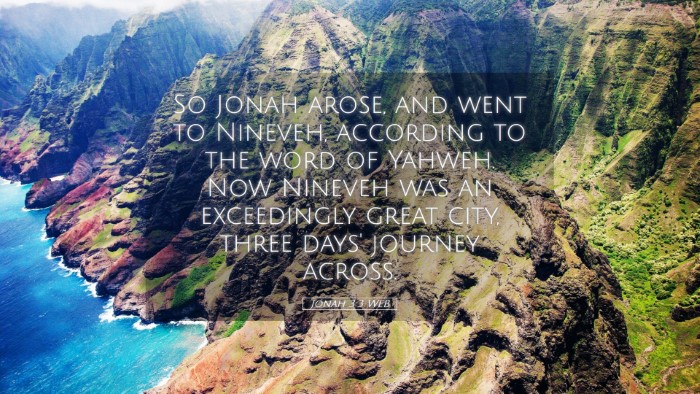 Picture 05 - Jonah 3:3 WEB Desktop Wallpaper - So Jonah arose, and went to Nineveh, according to - Desktop Bible Verse Wallpaper