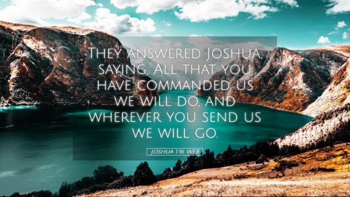 Picture 05 - Joshua 1:16 WEB Desktop Wallpaper - They answered Joshua, saying, All that you have - Desktop Bible Verse Wallpaper