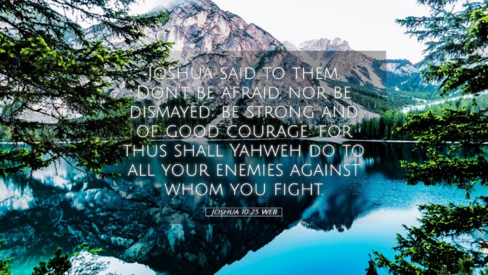 Picture 05 - Joshua 10:25 WEB Desktop Wallpaper - Joshua said to them, Don't be afraid, nor be - Desktop Bible Verse Wallpaper