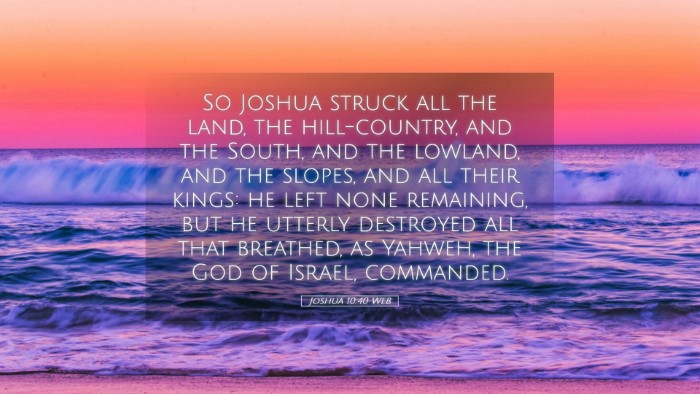 Picture 05 - Joshua 10:40 WEB Desktop Wallpaper - So Joshua struck all the land, the hill-country, - Desktop Bible Verse Wallpaper