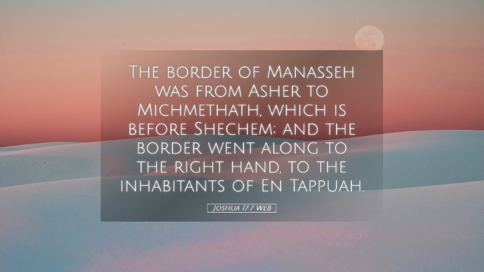 Picture 05 - Joshua 17:7 WEB Desktop Wallpaper - The border of Manasseh was from Asher to - Desktop Bible Verse Wallpaper