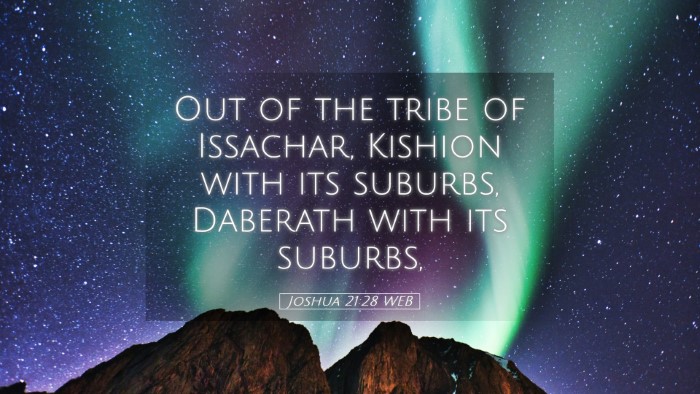 Picture 05 - Joshua 21:28 WEB Desktop Wallpaper - Out of the tribe of Issachar, Kishion with its - Desktop Bible Verse Wallpaper