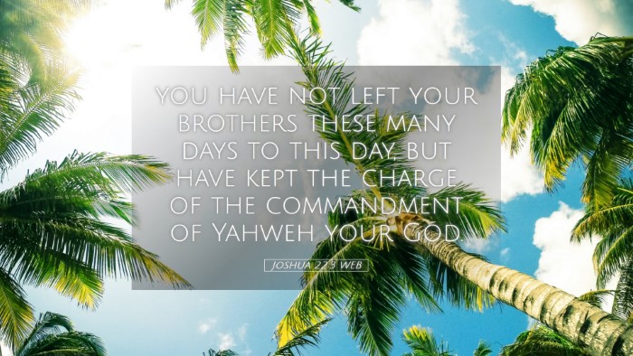 Picture 05 - Joshua 22:3 WEB Desktop Wallpaper - you have not left your brothers these many days - Desktop Bible Verse Wallpaper