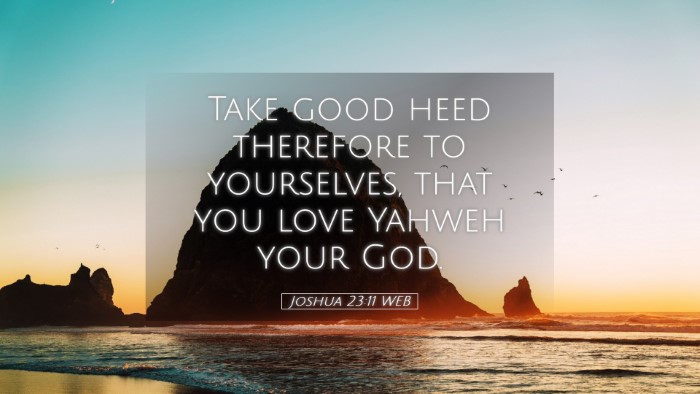 Picture 05 - Joshua 23:11 WEB Desktop Wallpaper - Take good heed therefore to yourselves, that you - Desktop Bible Verse Wallpaper