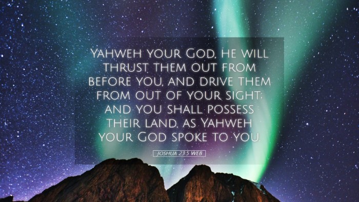 Picture 05 - Joshua 23:5 WEB Desktop Wallpaper - Yahweh your God, he will thrust them out from - Desktop Bible Verse Wallpaper