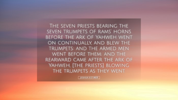 Picture 05 - Joshua 6:13 WEB Desktop Wallpaper - The seven priests bearing the seven trumpets of - Desktop Bible Verse Wallpaper