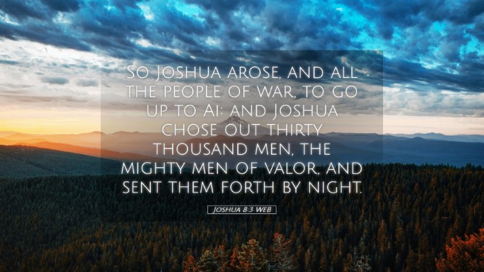 Picture 05 - Joshua 8:3 WEB Desktop Wallpaper - So Joshua arose, and all the people of war, to go - Desktop Bible Verse Wallpaper