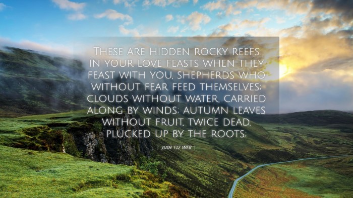 Picture 05 - Jude 1:12 WEB Desktop Wallpaper - These are hidden rocky reefs in your love feasts - Desktop Bible Verse Wallpaper