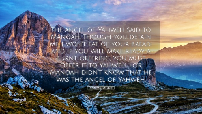 Picture 05 - Judges 13:16 WEB Desktop Wallpaper - The angel of Yahweh said to Manoah, Though you - Desktop Bible Verse Wallpaper