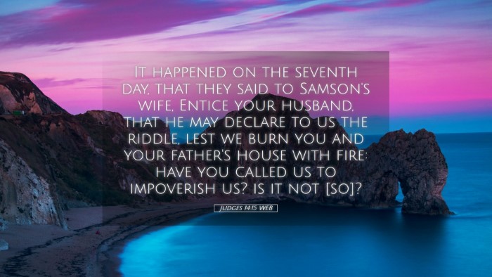 Picture 05 - Judges 14:15 WEB Desktop Wallpaper - It happened on the seventh day, that they said to - Desktop Bible Verse Wallpaper