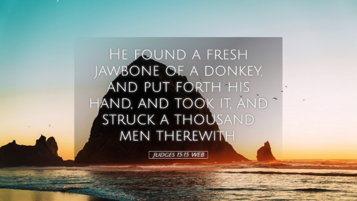 Picture 05 - Judges 15:15 WEB Desktop Wallpaper - He found a fresh jawbone of a donkey, and put - Desktop Bible Verse Wallpaper