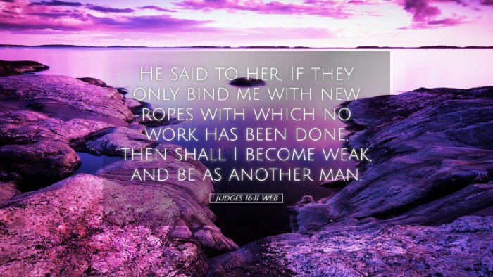 Picture 05 - Judges 16:11 WEB Desktop Wallpaper - He said to her, If they only bind me with new - Desktop Bible Verse Wallpaper