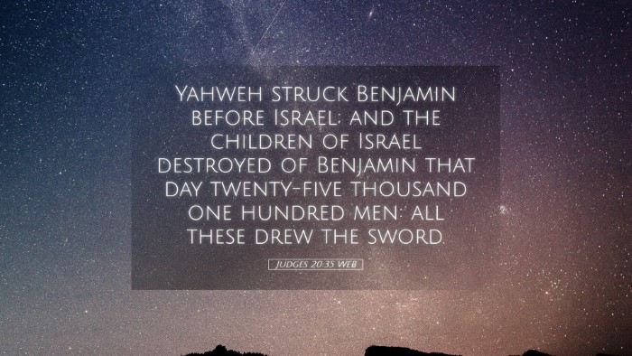 Picture 05 - Judges 20:35 WEB Desktop Wallpaper - Yahweh struck Benjamin before Israel; and the - Desktop Bible Verse Wallpaper