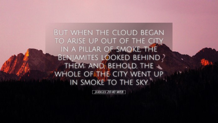 Picture 05 - Judges 20:40 WEB Desktop Wallpaper - But when the cloud began to arise up out of the - Desktop Bible Verse Wallpaper