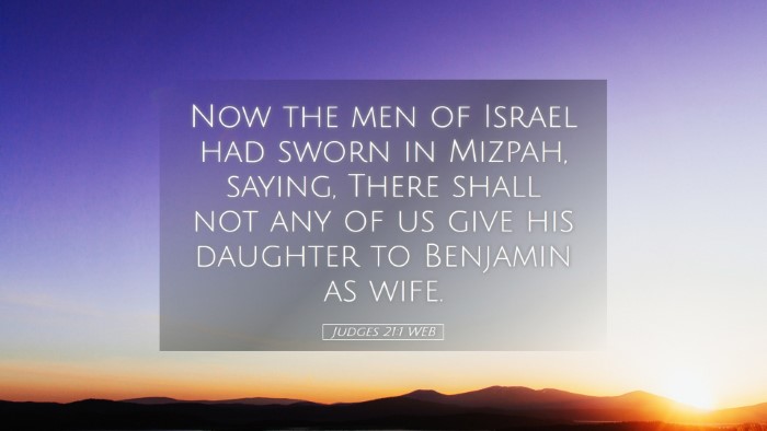 Picture 05 - Judges 21:1 WEB Desktop Wallpaper - Now the men of Israel had sworn in Mizpah, - Desktop Bible Verse Wallpaper