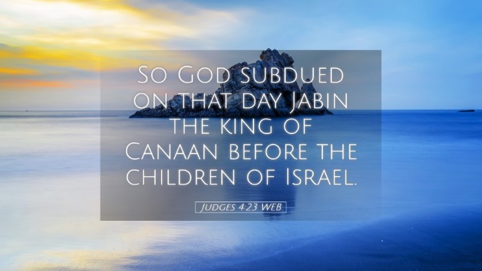 Picture 05 - Judges 4:23 WEB Desktop Wallpaper - So God subdued on that day Jabin the king of - Desktop Bible Verse Wallpaper