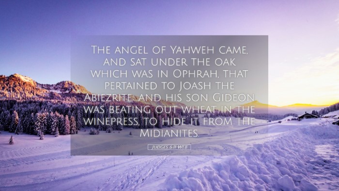 Picture 05 - Judges 6:11 WEB Desktop Wallpaper - The angel of Yahweh came, and sat under the oak - Desktop Bible Verse Wallpaper