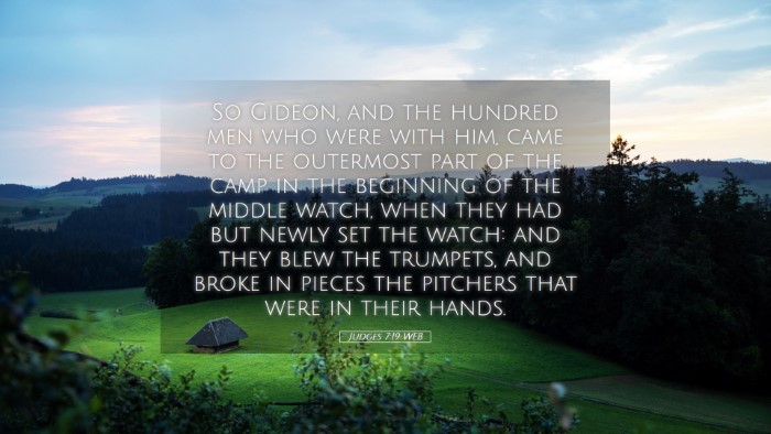 Picture 05 - Judges 7:19 WEB Desktop Wallpaper - So Gideon, and the hundred men who were with him, - Desktop Bible Verse Wallpaper
