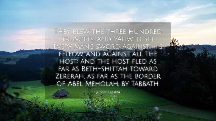 Picture 05 - Judges 7:22 WEB Desktop Wallpaper - They blew the three hundred trumpets, and Yahweh - Desktop Bible Verse Wallpaper