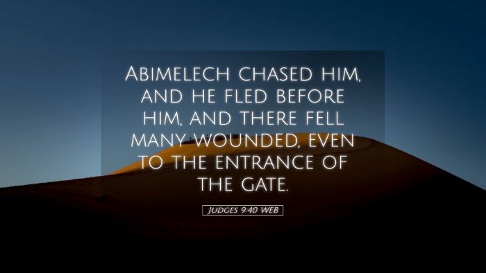 Picture 05 - Judges 9:40 WEB Desktop Wallpaper - Abimelech chased him, and he fled before him, and - Desktop Bible Verse Wallpaper