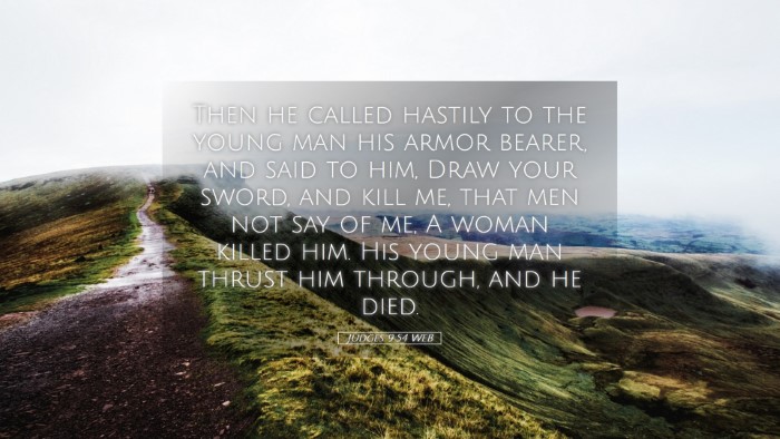 Picture 05 - Judges 9:54 WEB Desktop Wallpaper - Then he called hastily to the young man his armor - Desktop Bible Verse Wallpaper
