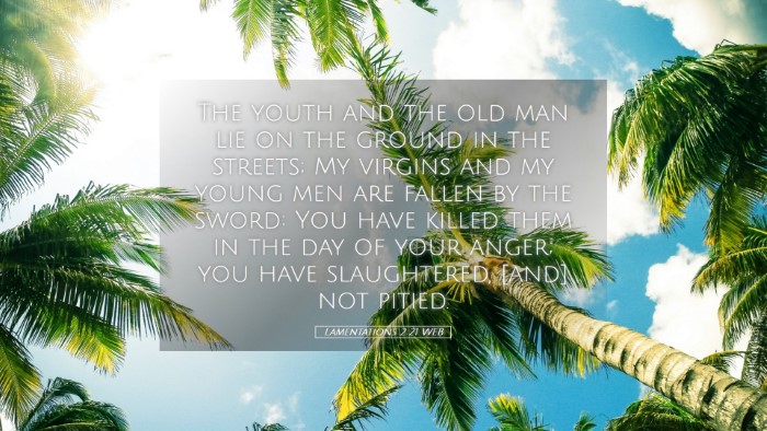 Picture 05 - Lamentations 2:21 WEB Desktop Wallpaper - The youth and the old man lie on the ground in - Desktop Bible Verse Wallpaper