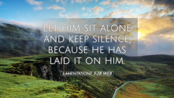 Picture 05 - Lamentations 3:28 WEB Desktop Wallpaper - Let him sit alone and keep silence, because he - Desktop Bible Verse Wallpaper