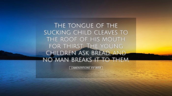 Picture 05 - Lamentations 4:4 WEB Desktop Wallpaper - The tongue of the sucking child cleaves to the - Desktop Bible Verse Wallpaper