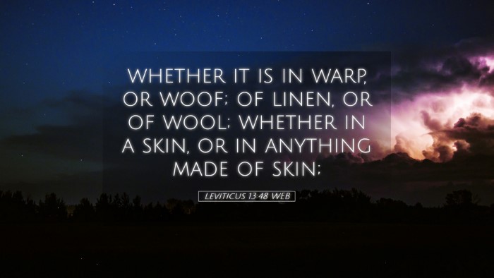 Picture 05 - Leviticus 13:48 WEB Desktop Wallpaper - whether it is in warp, or woof; of linen, or of - Desktop Bible Verse Wallpaper