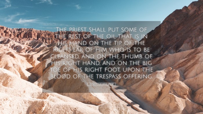 Picture 05 - Leviticus 14:17 WEB Desktop Wallpaper - The priest shall put some of the rest of the oil - Desktop Bible Verse Wallpaper