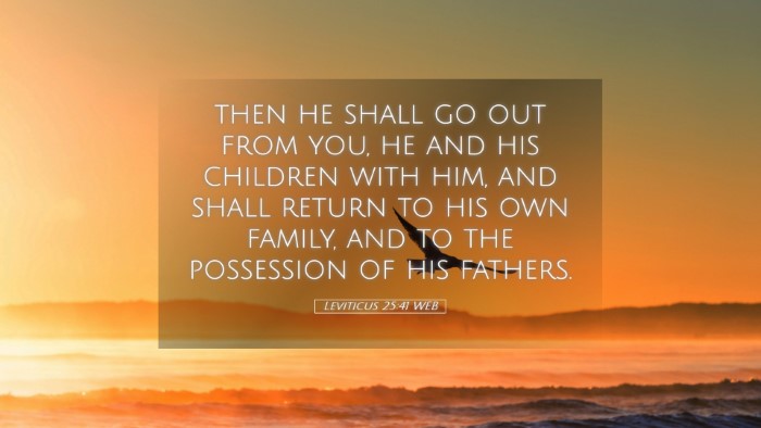 Picture 05 - Leviticus 25:41 WEB Desktop Wallpaper - then he shall go out from you, he and his - Desktop Bible Verse Wallpaper