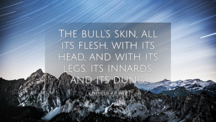 Picture 05 - Leviticus 4:11 WEB Desktop Wallpaper - The bull's skin, all its flesh, with its head, - Desktop Bible Verse Wallpaper