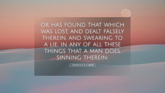 Picture 05 - Leviticus 6:3 WEB Desktop Wallpaper - or has found that which was lost, and dealt - Desktop Bible Verse Wallpaper