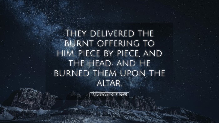 Picture 05 - Leviticus 9:13 WEB Desktop Wallpaper - They delivered the burnt offering to him, piece - Desktop Bible Verse Wallpaper