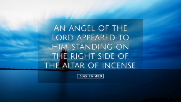 Picture 05 - Luke 1:11 WEB Desktop Wallpaper - An angel of the Lord appeared to him, standing on - Desktop Bible Verse Wallpaper