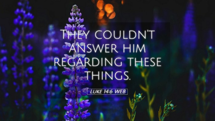 Picture 05 - Luke 14:6 WEB Desktop Wallpaper - They couldn't answer him regarding these - Desktop Bible Verse Wallpaper