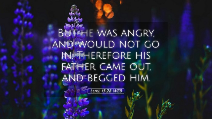 Picture 05 - Luke 15:28 WEB Desktop Wallpaper - But he was angry, and would not go in. Therefore - Desktop Bible Verse Wallpaper